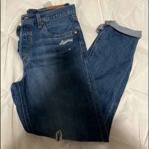 LEVI’S 501 SKINNY BLUE KNEE RIPPED JEANS RARE